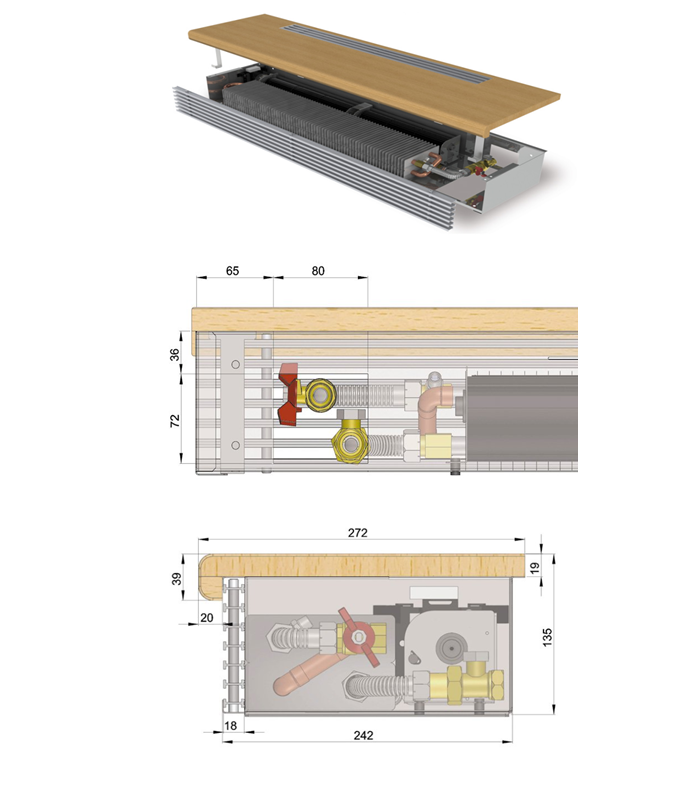 Kp modeli fanlı cam önü konvektörü